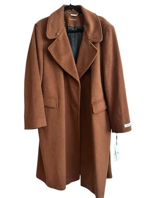 Abrigo de lana Calvin Klein $460 de un solo pecho talla grande 3X marrón camel cálido Foto 1 de 4