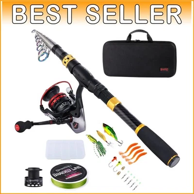 Telescopic Fishing Rod Reel Combo with Carrier Bag - Travel Ready for All Ang... - Image 1 of 4
