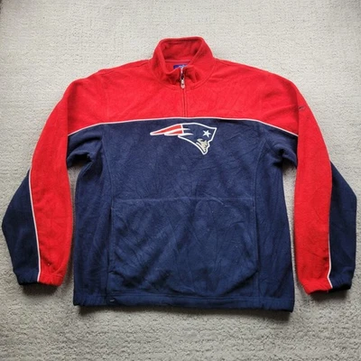 Suéter masculino New England Patriots médio NFL futebol Reebok lã quarto de zíper - Imagem 1 de 4