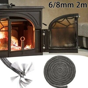 Stufa / Fuoco, Corda a Legna 6/8 2m Lunghezza Log Burner Porta Sigillo Nero - Picture 1 of 36