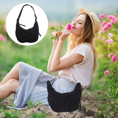 Shoulder Messenger Bag Woman Black Hobo for Lady Casual Purse Canvas Crossbody - Image 1 of 4