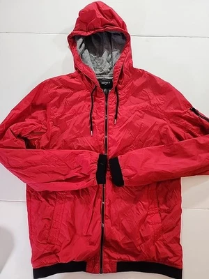 Forever 21 Windbreaker Rain  Jacket Men’s Zip Hooded Red  Size Medium - Image 1 of 4