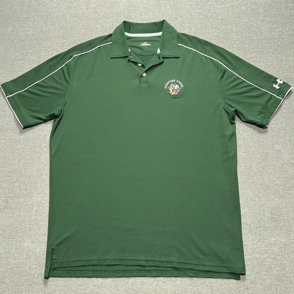 North Dakota Fighting Sioux Shirt Mens Large Green NCAA Hockey Polo Performance - Image 1 of 4