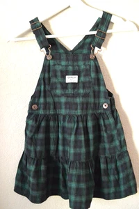 Oshkosh B’gosh toddler girls 5T green blue black plaid flannel jumper dress EUC - Picture 1 of 6