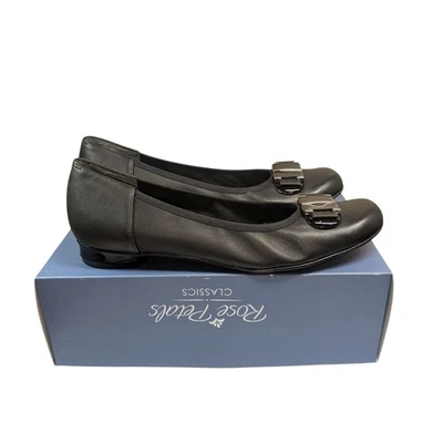 Zapato de tacón bajo Rose Petals by Walking Cradles Mila bailarina talla 11 AAAA negro Foto 1 de 4