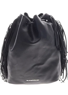 Victoria's Secret Backpack Purse Black Fringe Faux Leather NWT Fast Shipping  - Image 1 of 4