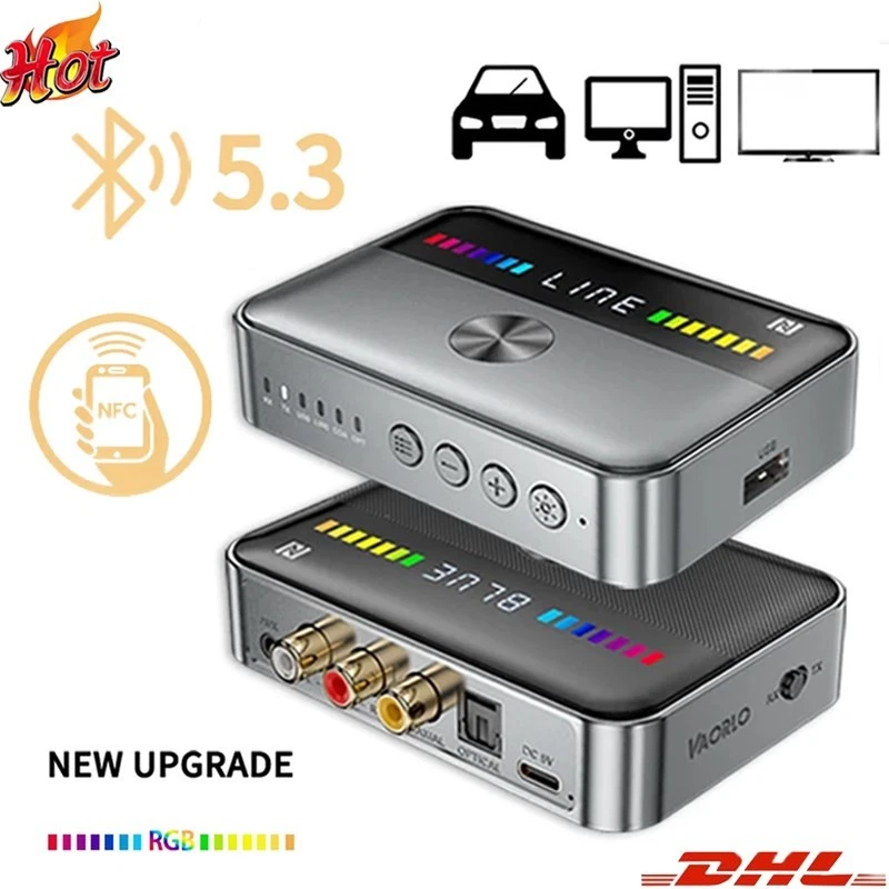 Trasmettitore Audio Wireless Bluetooth 5.3 Ricevitore NFC Stereo Adattatore HiFi AUX DE - Immagine 1 di 4