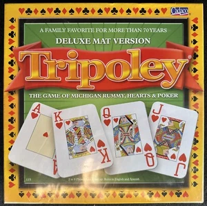 Cadaco TRIPOLEY ~ Michigan Rummy Hearts and Poker ~ TAPPETINO DELUXE VERSIONE 115 ~ NUOVO - Foto 1 di 7