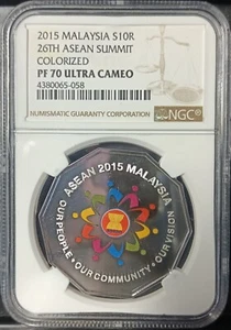 MALAYSIA 2015 S10R 26TH ASEAN SUMMIT COLORIZED NGC PF70 ULTRA CAMEO. - Picture 1 of 4