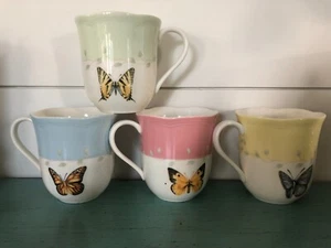 Juego de 4 tazas de café de jardín Lenox China mariposa pastel con caja - Imagen 1 de 1