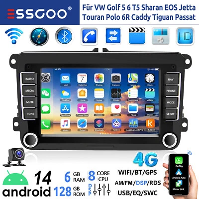 Android14 6+128G Carplay Autoradio GPS Navi 4G Für VW GOLF 5 6 Touran Caddy Polo - Bild 1 von 4