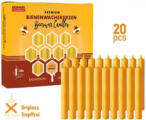BRUBAKER 100% Candele Albero Cera d'Api - Confezione da 20 - Colorate Miele - 3,74" - Foto 1 di 5