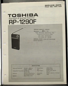 Toshiba RP-1290F FM/AM 2 Band Radio Service Manual - Original - Bild 1 von 1