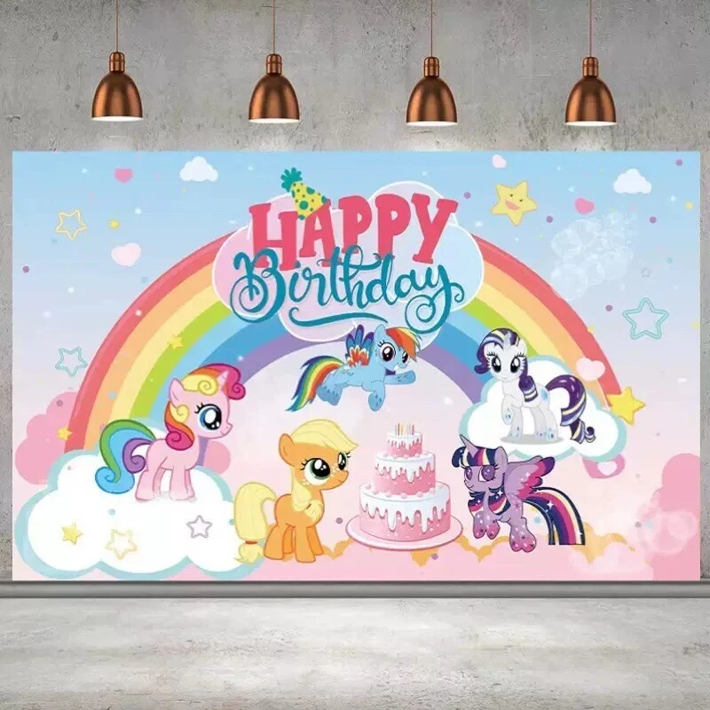 Декоративный фон для вечеринки на день рождения тема My Little Pony 5x3,5 фута - Изображение 1 из 4
