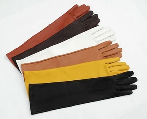 42 cm lange Echtleder Opernlänge Party Uni Abend Ellenbogen Handschuhe - Bild 1 von 8