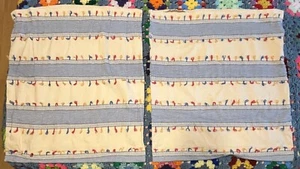 Pillow Shams Blue/White Striped with Fringe 4 Shams 21"x25" - Picture 1 of 10