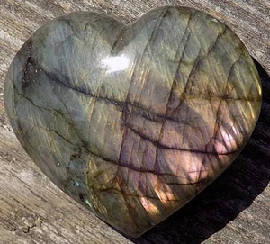  LABRADORITE SPECTROLITE MADAGASCAR POLISHED HEART 7552 - Picture 1 of 12
