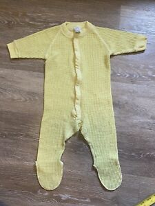 Vintage Weather Weight Baby Sz 6-9mo Thermal Blue Yellow 1 Piece Sleep Pjs Vtg
