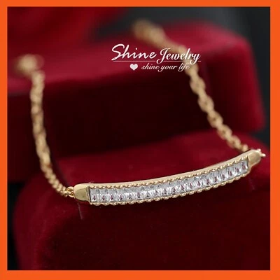 18K ROSE GOLD FILLED BAGUETTE VINTAGE SIMULATED DIAMOND ID BAR STACKING BRACELET Foto 1 de 4