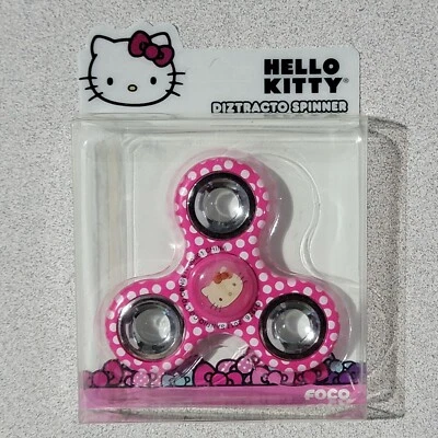 Hello Kitty Sanrio Diztracto Pink Polka Dot Printed Fidget Hand Spinner - Image 1 of 4