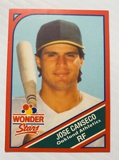 1990 WONDER BREAD STARS JOSE CANSECO OAKLAND ATHLETICS #14