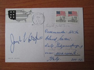 Goldstein, Joseph. Cartolina con firma autografa, 1987