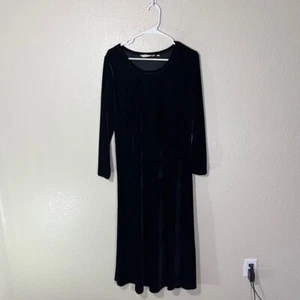 Soft Surroundings Dress Womens Petite Small PS Velvet Maxi Black Long Sleeve - Picture 1 of 4