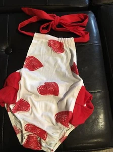 Valentine's Girl Bailey's Blossoms Small Romper Pink Red Hearts - Picture 1 of 5
