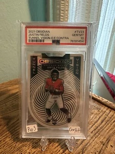 2021 Panini Obsidian Justin Fields RC Tunnel Vision White Contra PSA 10 NY Jets - Picture 1 of 2