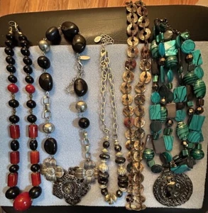 Mixed Lot Of Vintage Jewelry 6 Pieces Marked And Unmarked Statement Necklaces - Picture 1 of 11