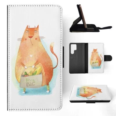FLIP CASE FOR SAMSUNG GALAXY|ECO FRIENDLY ANIMAL CAT - Image 1 of 4