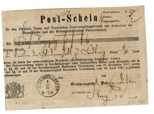 Post-Schein Thurn und Taxis Hessen 1867 Postschein Lindheim Niederwöllstadt - Picture 1 of 2