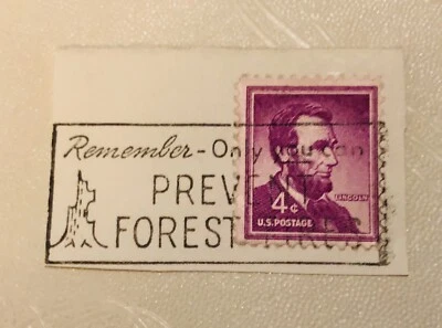 Lincoln 4 cent Stamp 1960 Used with Prevent Forest Fire Stamp - Image 1 of 3