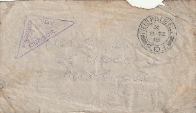 GB to FORCES in ITALY 1918 ROYAL NAVAL AIR SERVICE RARE TRI CENSOR DAMAGED - Image 1 of 2