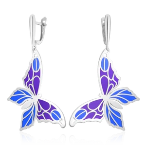 Ohrringe Hänger Silberohrringe Damenohrringe Silber mit Emaille Markenschmuck - Picture 1 of 3