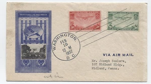 1937 20 and 50 cent china clipper airmails C21-C22 on cacheted FDC [y9297] - Picture 1 of 3