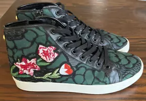 Steve Madden Allie Green/Black Embroidered Floral High Top Hightop Shoes Sz 8 B7 - Picture 1 of 16