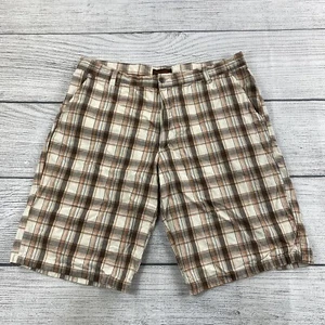 Michael Brandon karierte Herrenshorts Größe 36 khaki leichte Shorts 100 % Baumwolle - Bild 1 von 9