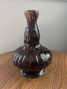 Brutalist style mid century brown glazed vase - Picture 1 of 6