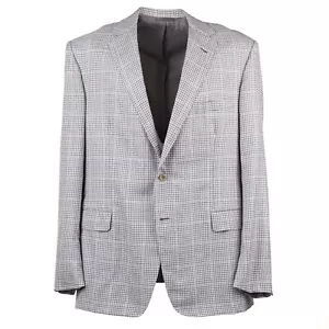 Oxxford 'Randolph' Light Gray Check Mid-Weight Cashmere and Silk Sport Coat 46R - Picture 1 of 8