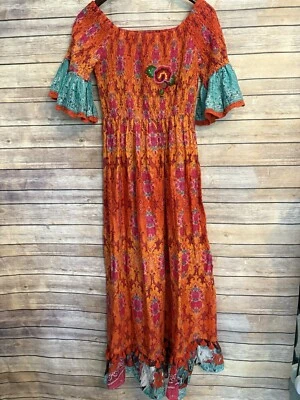 Vestido ANTICA SARTORIA floral manga sino fora do ombro tamanho único - Imagem 1 de 4