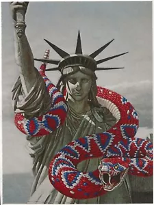 Página de artículo de colección Estatua de la Libertad envuelta en víbora roja blanca y azul 1989 - Imagen 1 de 5