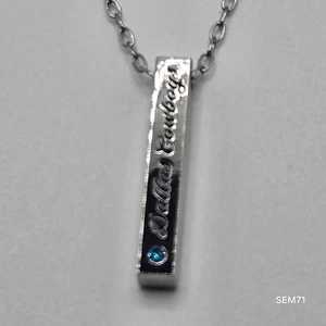 DALLAS COWBOYS SILVER (IN COLOR) BAR CHARM / 18" LOOP CHAIN NECKLACE - Picture 1 of 14