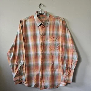 Alan Flusser Shirt Men's Size XL Multicolor Orange Plaid Long Sleeve Button Up - Picture 1 of 8