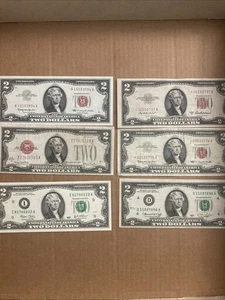 Vintage $2 Bill Lot 1928g, 1953a(star), 1963 (star), 1963 (unc), 1976, 2003 (unc - Picture 1 of 13