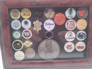 Collection of Golf Ball Markers Total Of 25 With Frame - Bild 1 von 8