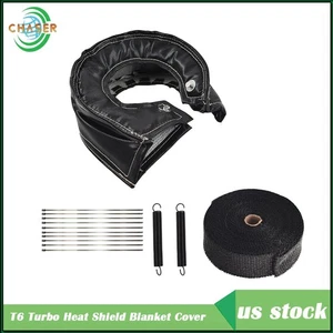 T6 Turbo Heat Shield Blanket Cover + 2" 50FT Exhaust Header Wrap Tape Black - Picture 1 of 8