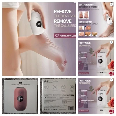Afeitadora de pies USB recargable rosa removedor de callos removedor de piel dura impermeable  Foto 1 de 4