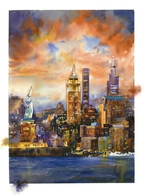 Devon Rodriguez : NYC - New York City Dreams - Watercolour Print (Limited Ed.) - Bild 1 von 2