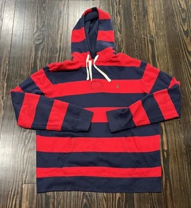 Polo Ralph Lauren Rugby Hoodie Herren XL Blau Rot Streifen Baumwolle Acryl - Bild 1 von 4